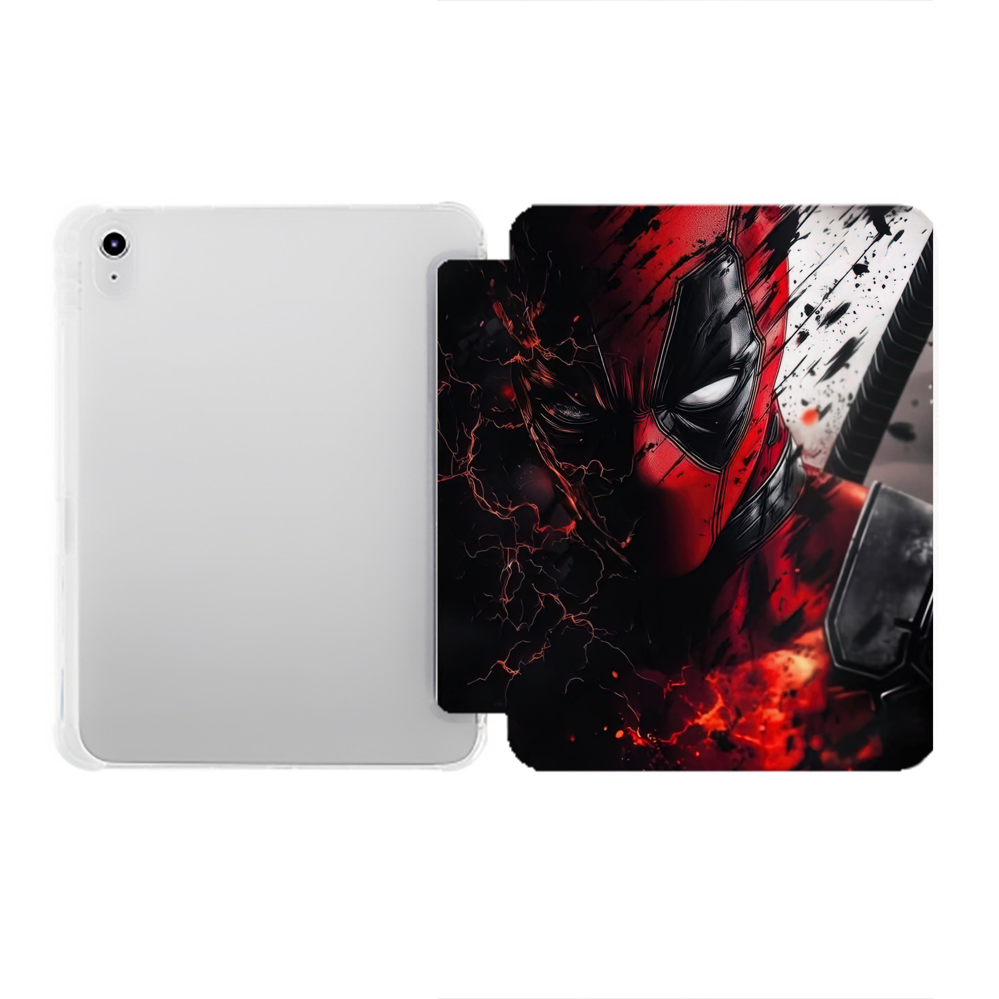 （画像用） Deadpool デッドプール IPad ケース ペン収納付き 三つ折りスタンド PUレザー×シリコン 対応機種9.5/10.5/10.9インチ